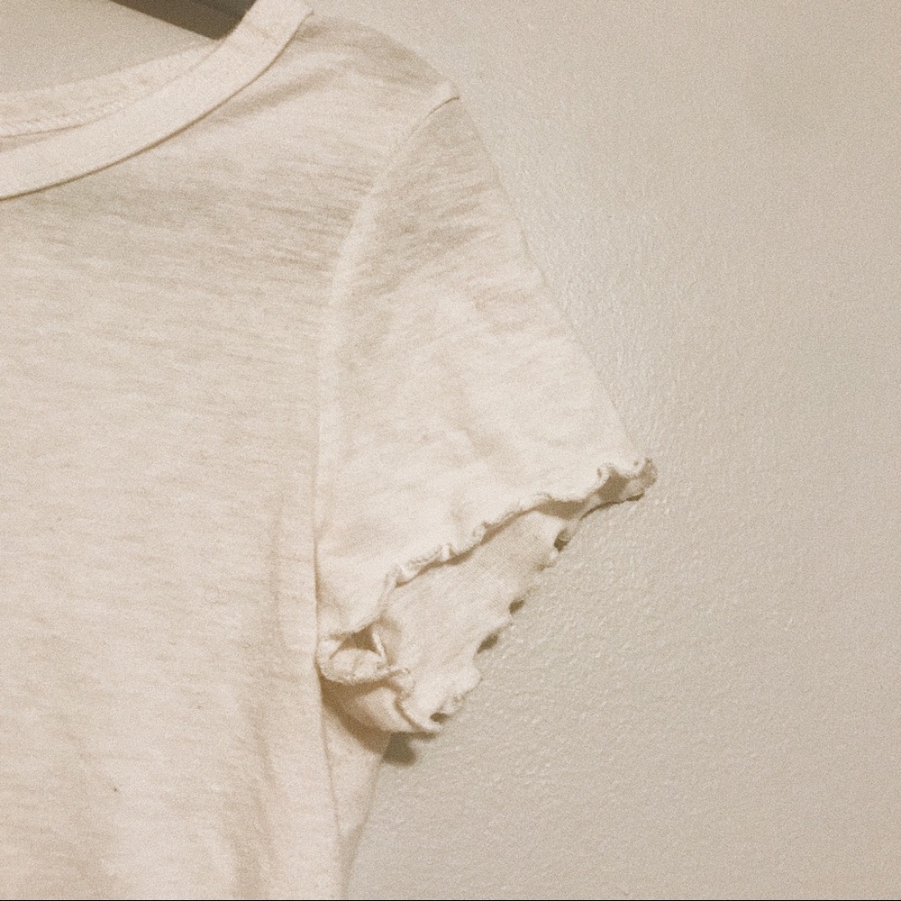 white lettuce edge crop top
